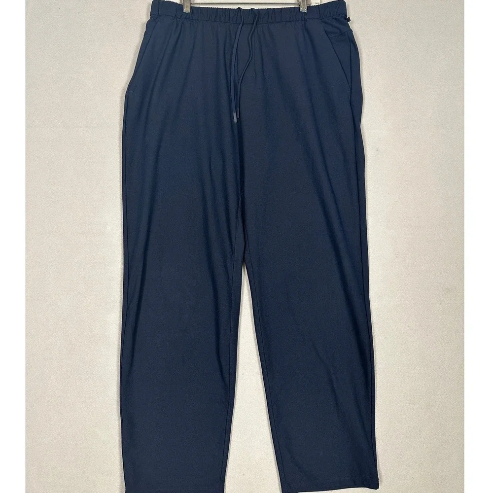 Lululemon Lab Pants Mens XL Navy Blue Technical Trousers Straight Leg Drawstring